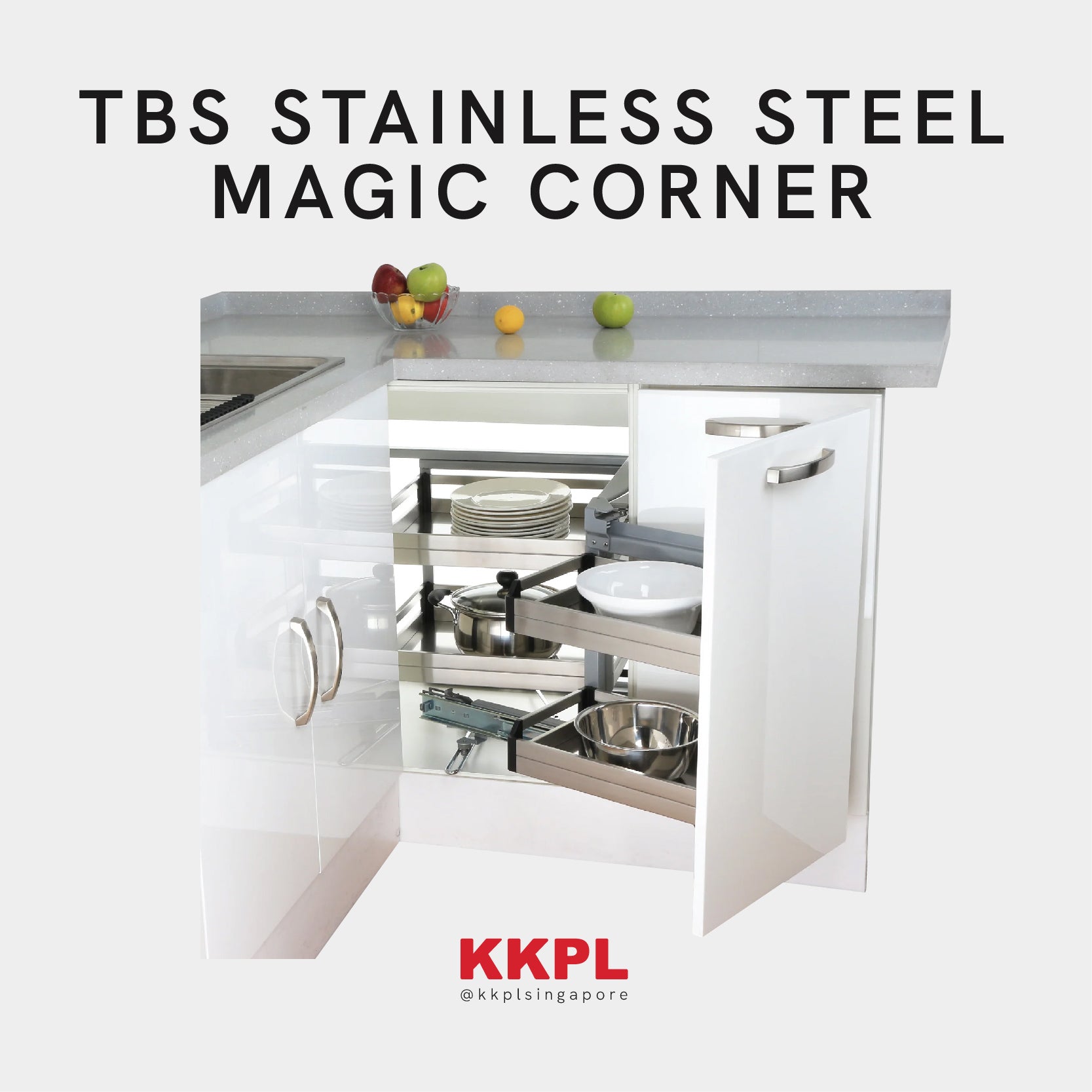 KKPL Kitchen Cabinet Premier Stainless Steel Magic Corner