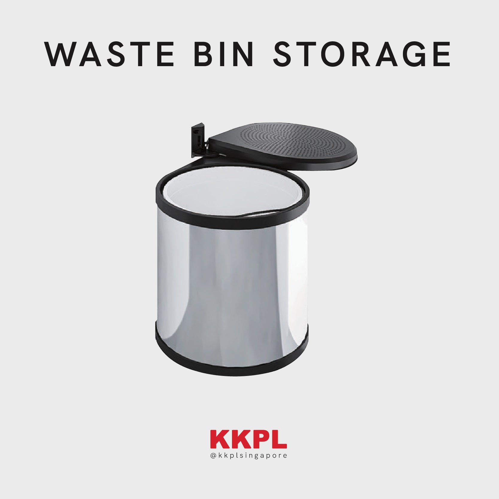 KITCHEN CABINET SPACE SAVINGS SUS 304 BUILD IN STAINLESS STEEL WASTE BIN STORAGE